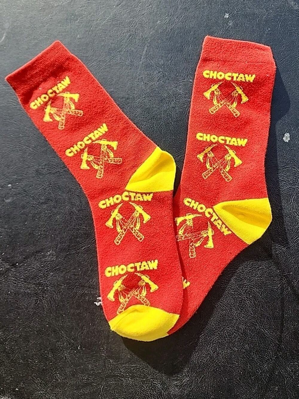 2026 Choctaw Red/Yellow Socks New Orleans Mardi Gras Krewe Favor fa9656